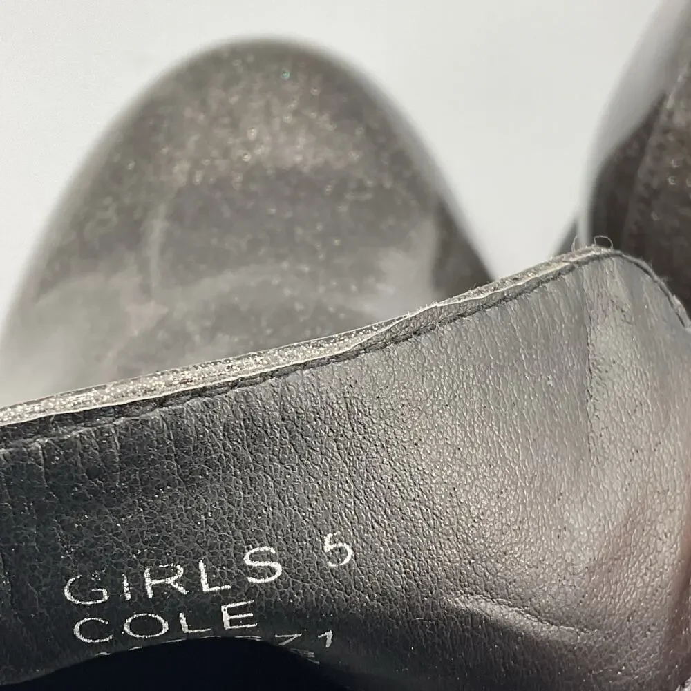 NEW Dolce Vita Girls Glitter Chelsea Boots Black Size 5